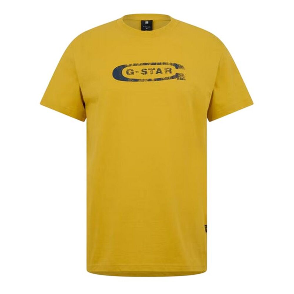 G-Star Mens Distressed Logo Regular T-Shirt / Lemon Yellow